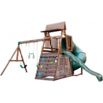 KidKraft Ranger Retreat Wooden Outdoor Playset with Tube Slide and 3 Swings - Image 9