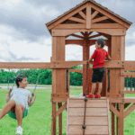 Backyard Discovery Sterling Point Cedar Wood Outdoor Swing Set with Slide - Image 2