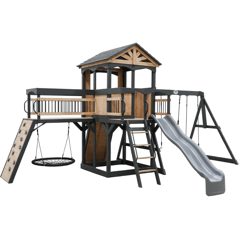 saybrokeeer-product-66-image-1.png Backyard Discovery Timber Crossing Cedar Wood Outdoor Swing Set with 8-Foot Slide - Image 1