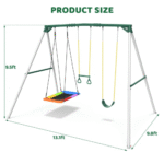 Crystals TLC 9.5 Ft. Heavy-Duty Metal Swing Set with Belt Swing and Trapeze Bar