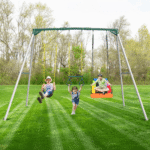 Crystals TLC 9.5 Ft. Heavy-Duty Metal Swing Set with Belt Swing and Trapeze Bar - Image 6