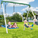 Crystals TLC 660 lbs Heavy-Duty Metal Swing Set with Platform Swing and 2 Belt Swings - Image 2