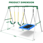 Crystals TLC 660 lbs Heavy-Duty Metal Swing Set with Platform Swing and 2 Belt Swings - Image 6