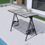 Purple Leaf 3-Seat Outdoor Patio Porch Swing with Adjustable Hardtop Canopy - Image 6