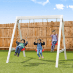 Sportspower Classic Vinyl-Covered Wooden Outdoor Swing Set with 3 Swings - Image 2