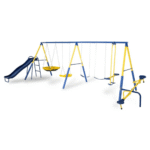 Sportspower Super 10 Me & My Toddler Metal Outdoor Swing Set with Wave Slide