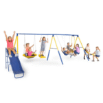 Sportspower Super 10 Me & My Toddler Metal Outdoor Swing Set with Wave Slide - Image 9
