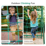 Crystals TLC Steel Frame Backyard Swing Set with Saucer Swing, Belt Swing, and Trapeze Bar - Image 6