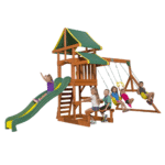 Backyard Discovery Tucson Wooden Swing Set Outdoor Playset with Slide
