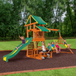 Backyard Discovery Tucson Wooden Swing Set Outdoor Playset with Slide - Image 2