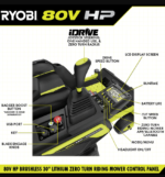 RYOBI 80V HP Brushless 30-Inch Battery Electric Cordless Zero-Turn Riding Mower with 10Ah Batteries - Image 7
