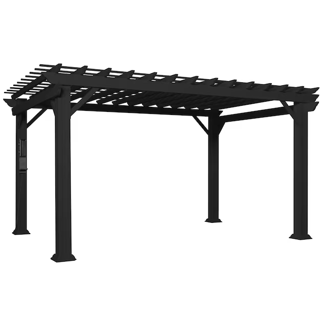 saybrokeeer-product-96-image-1.png Backyard Discovery Stratford 14' x 10' Black Steel Outdoor Pergola with Sail Shade Canopy - Image 1