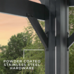 Backyard Discovery Stratford 14' x 10' Black Steel Outdoor Pergola with Sail Shade Canopy - Image 5
