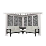 Backyard Discovery Ridgedale 8x8 Ft Steel Cabana Pergola Seating Pumice