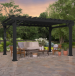 Backyard Discovery Stratford 12 Ft x 10 Ft Black Steel Pergola with Shade - Image 2